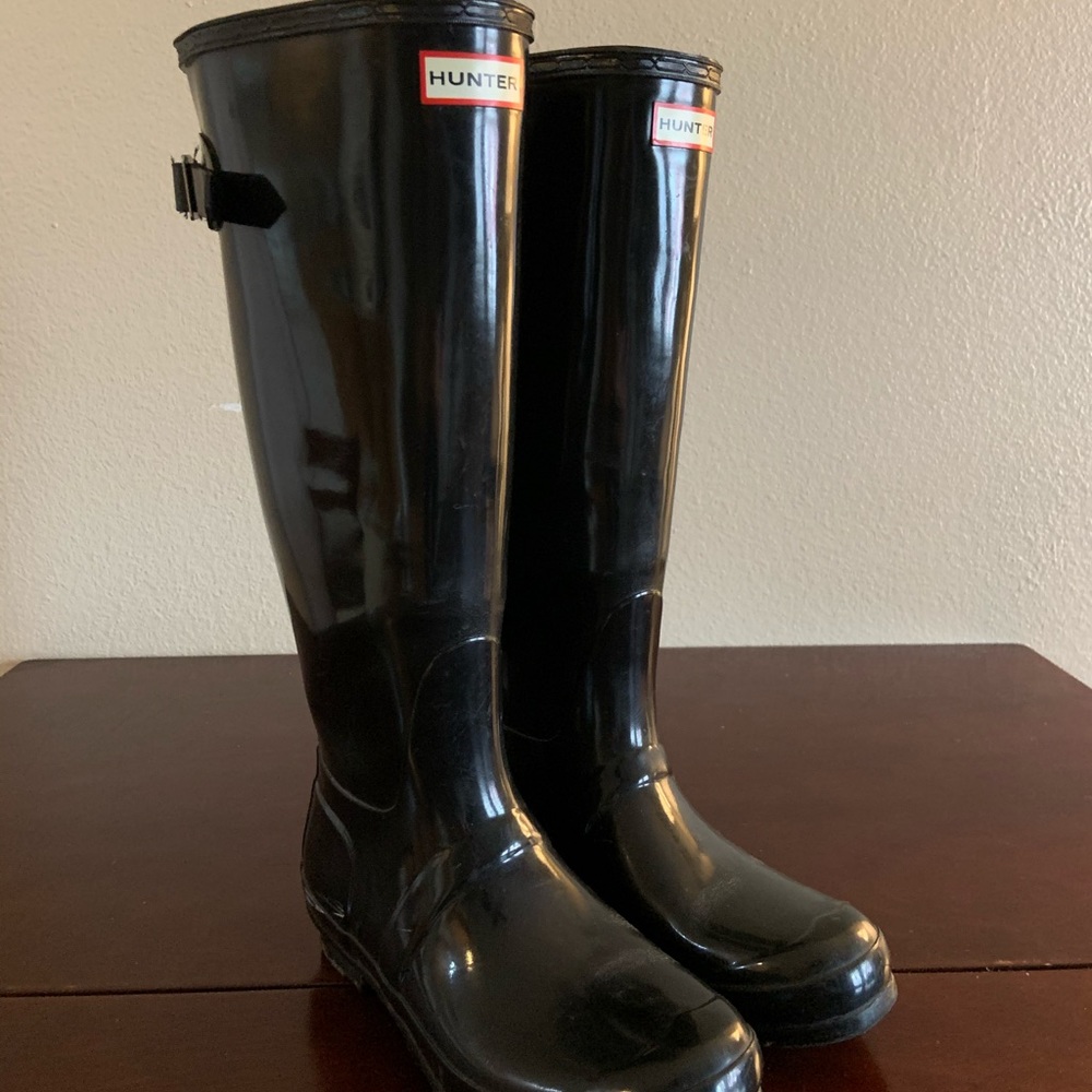 Hunter Rain Boots - Tall, Black, Gloss